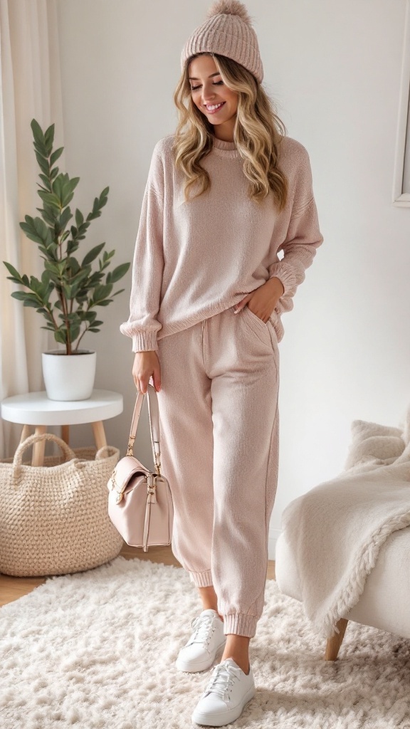 Cozy knit sweater set featuring a chunky sweater and stylish pants