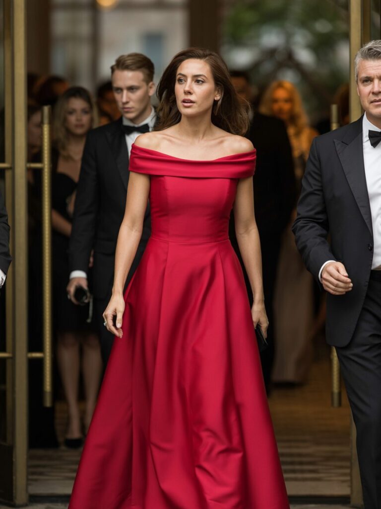 vibrant red gala dress