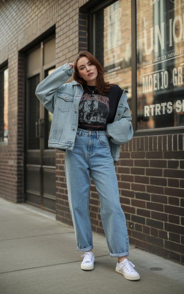 vintage-baggy-jeans-band-tee-denim-jacket