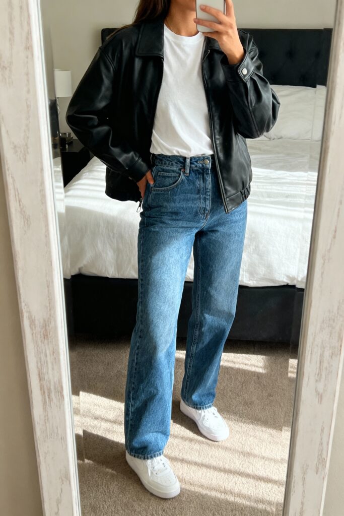 Black Leather Jacket Outfit Women