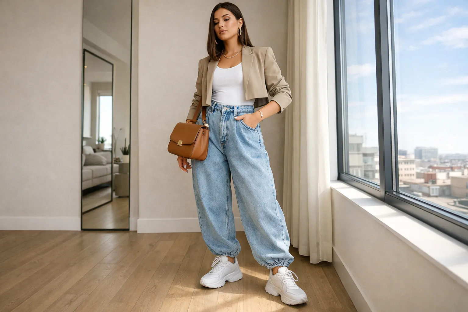 balloon jeans outfit