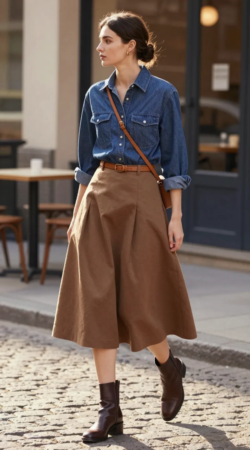 Brown Skirt Outfit Ideas