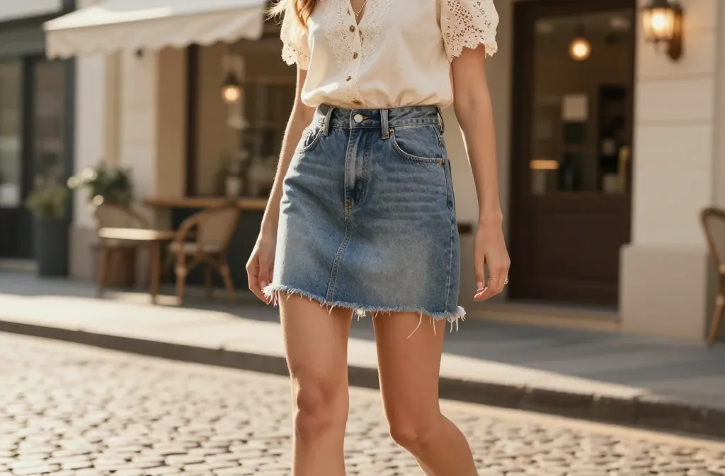 8 Short Denim Skirt Outfits That Are Trendy Yet Totally Wearable: Chic & Easy