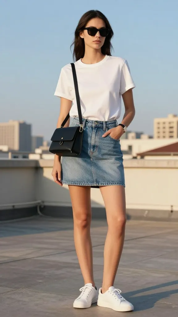 Short Denim Skirt Outfits
