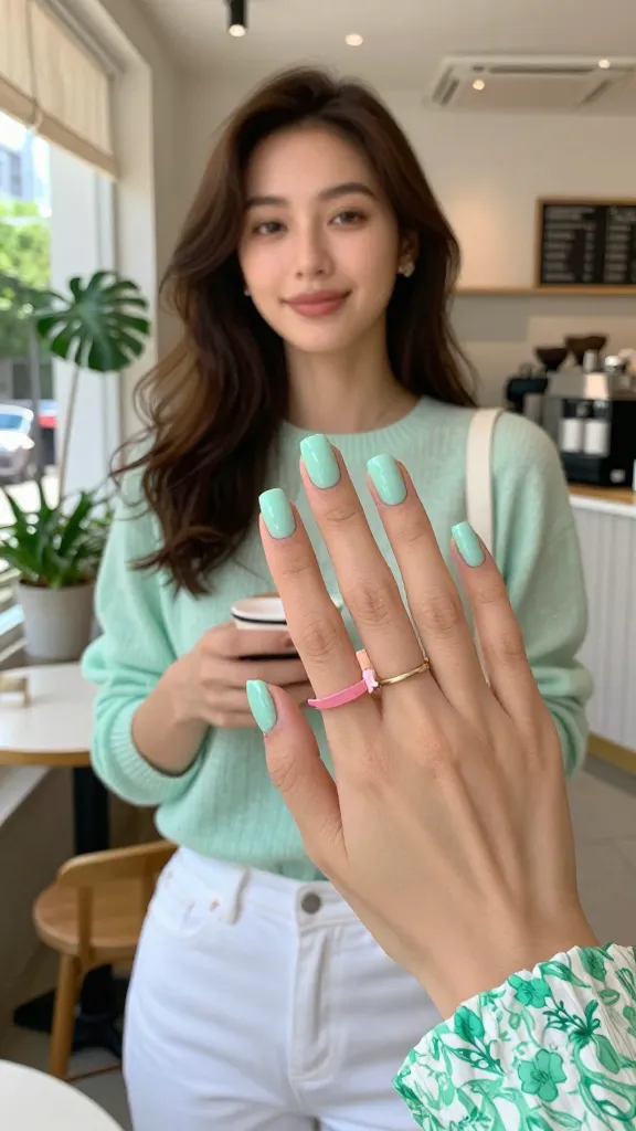 Pastel Green Spring Nails