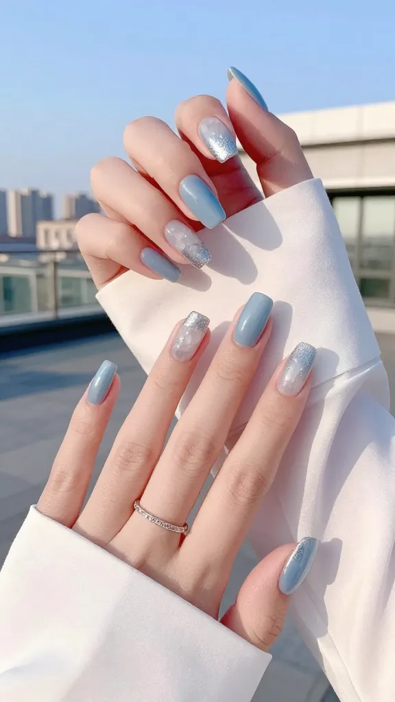 Pastel Blue Spring Nails