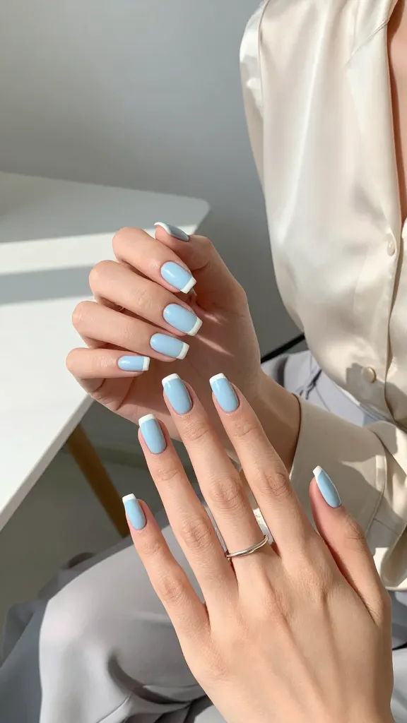 Pastel Blue Spring Nails