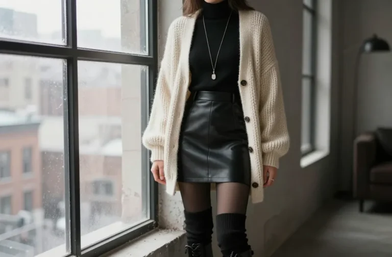 9 Black Leather Skirt Winter Outfits That Look Cozy and Stylish: Chic Guide