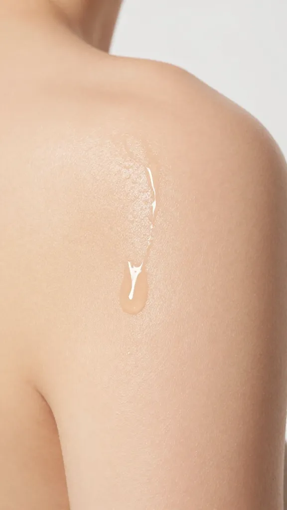 closeup of hydrated skin with dewy glow on shoulder