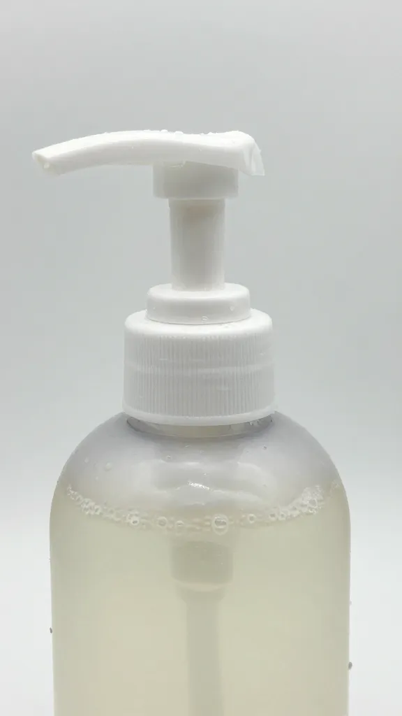 Closeup of a single hydrating body cleanser pump