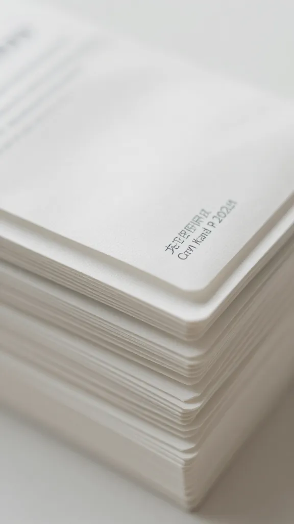 Closeup of a single stack of skincare product labels with soft focus