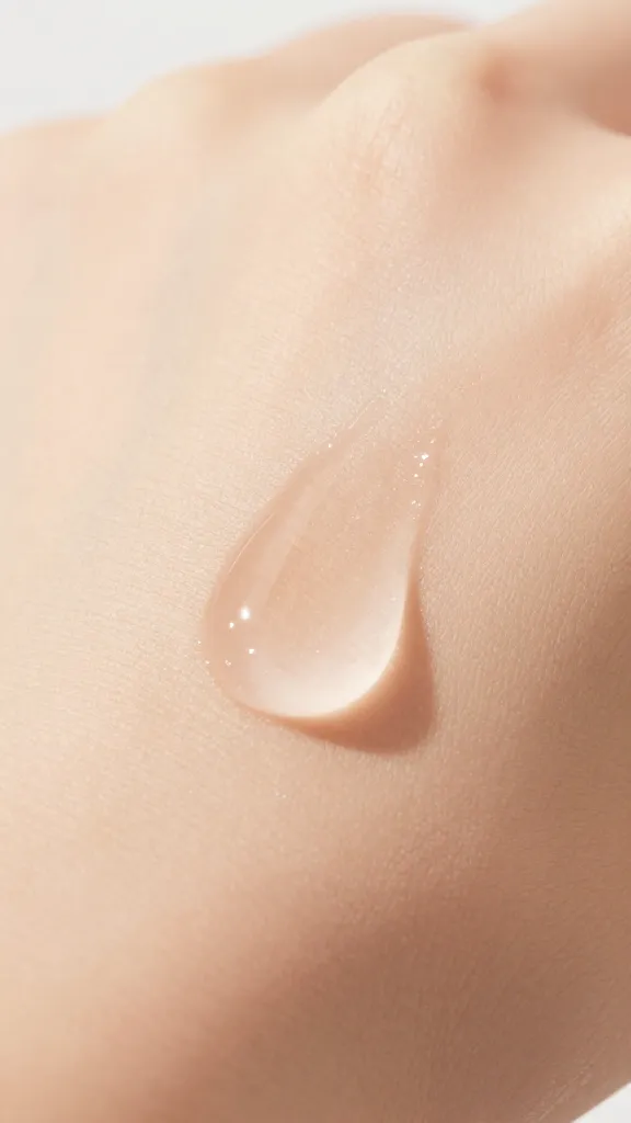 closeup of hydrating hyaluronic serum drop on skin
