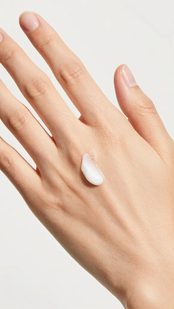 closeup of dry skin hands with rich emollient cream applied