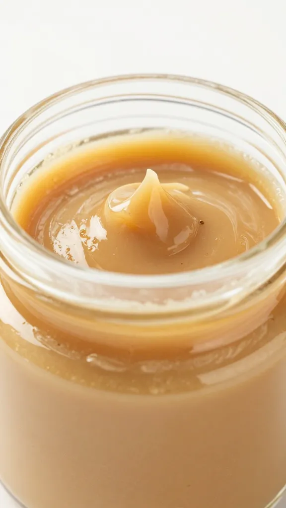 closeup of vanilla bean paste in glass jar with drop cap