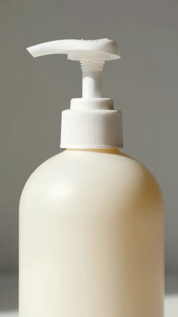 closeup of silky vanilla body wash bottle with pump