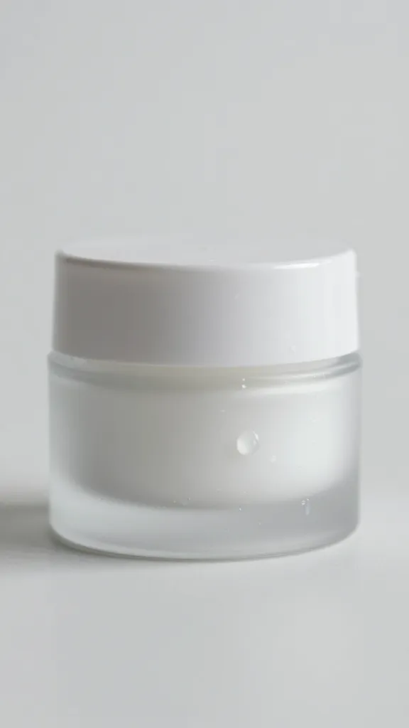 Closeup of a single moisturizer jar with dewy reflection