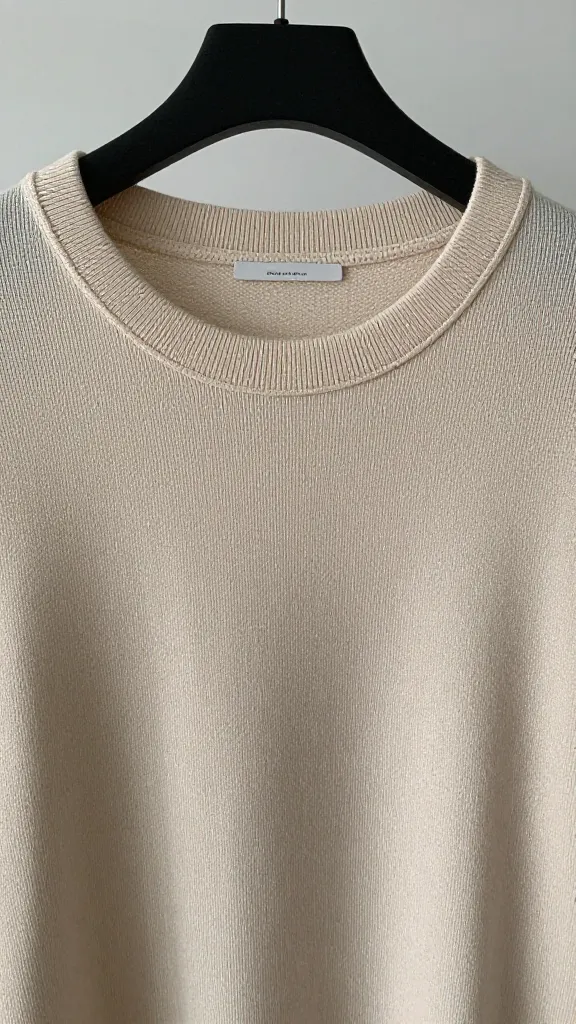 closeup of a neutral capsule wardrobe top on hanger
