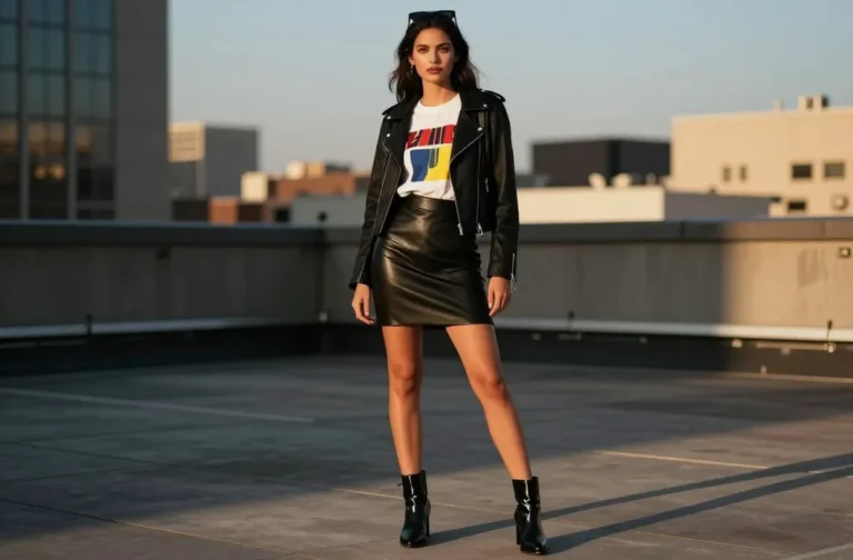 7 Ways to Style a Leather Skirt, Graphic Tee and a Moto Jacket(Easy Edgy Outfits) Unlocked